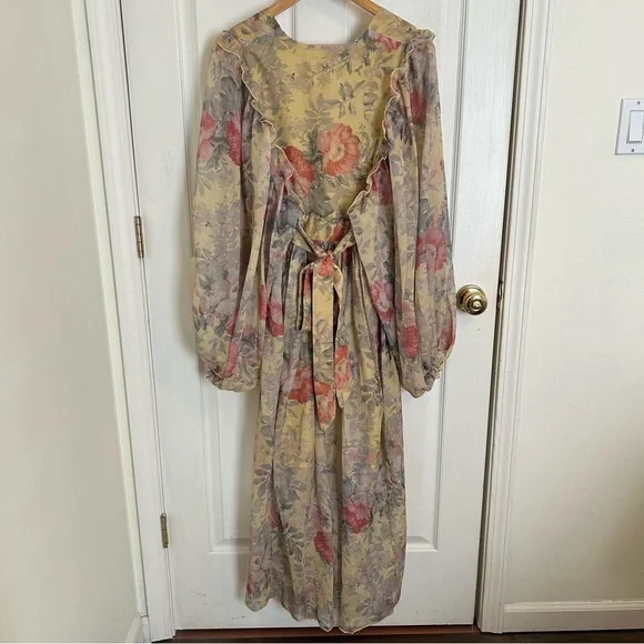 FARROW Spring Floral Whimsical Flowy Long Sleeve Christelle Maxi Dress | Size L - Picture 4 of 15